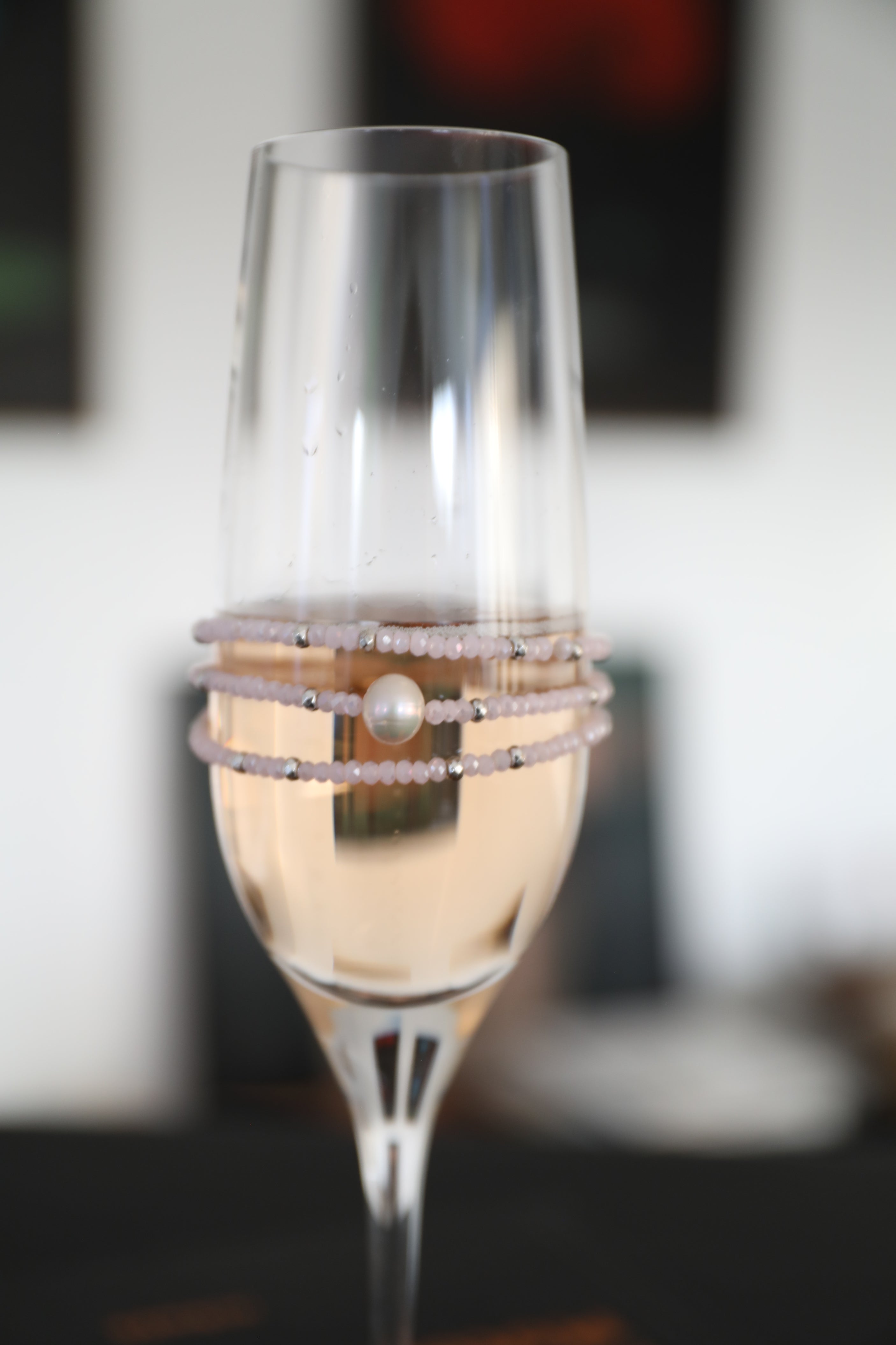 Rosa Glasperlen, Hämatit und kleine Süßwasserperle