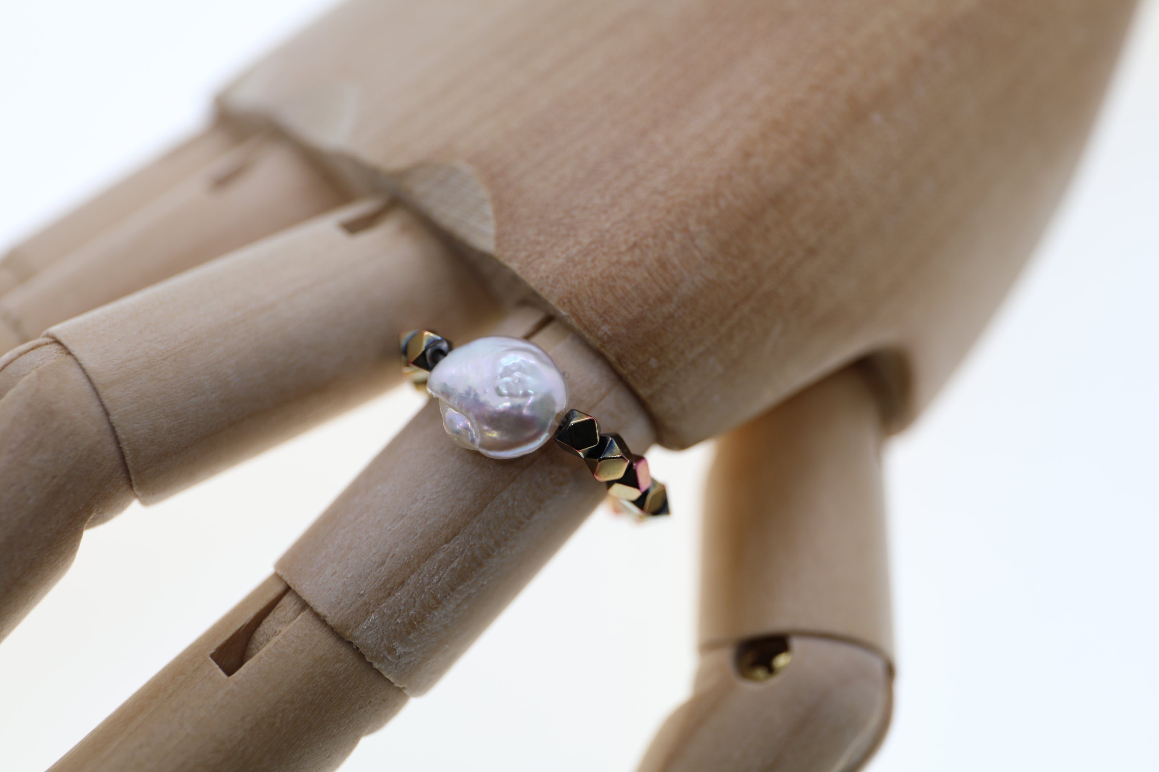 Süßwasserperle, Silberkugel, rosé, und broncefarbene Hämatitperlen