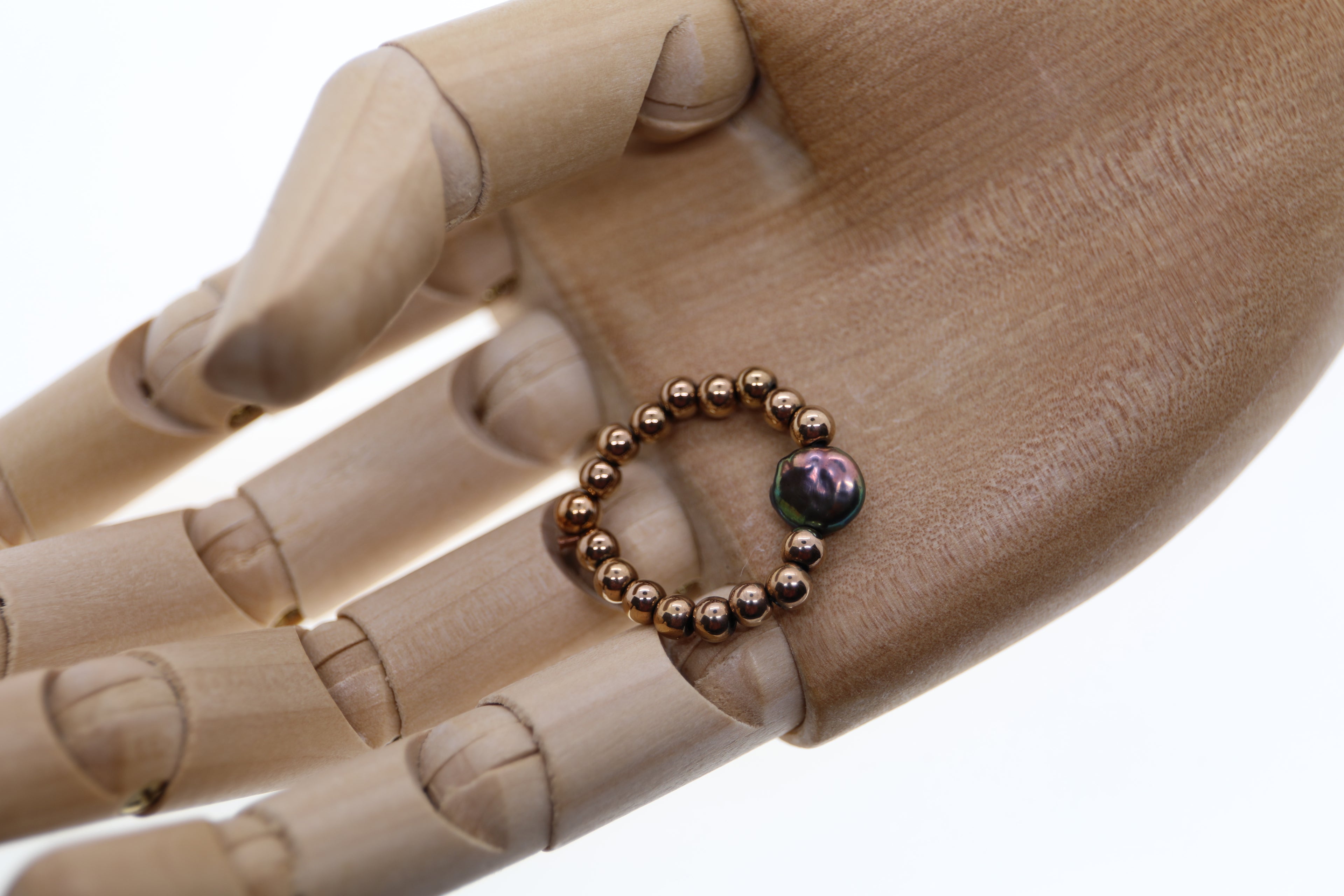 Braune Süßwasserperle mit broncefarbenem Hämatit und Silberkugel