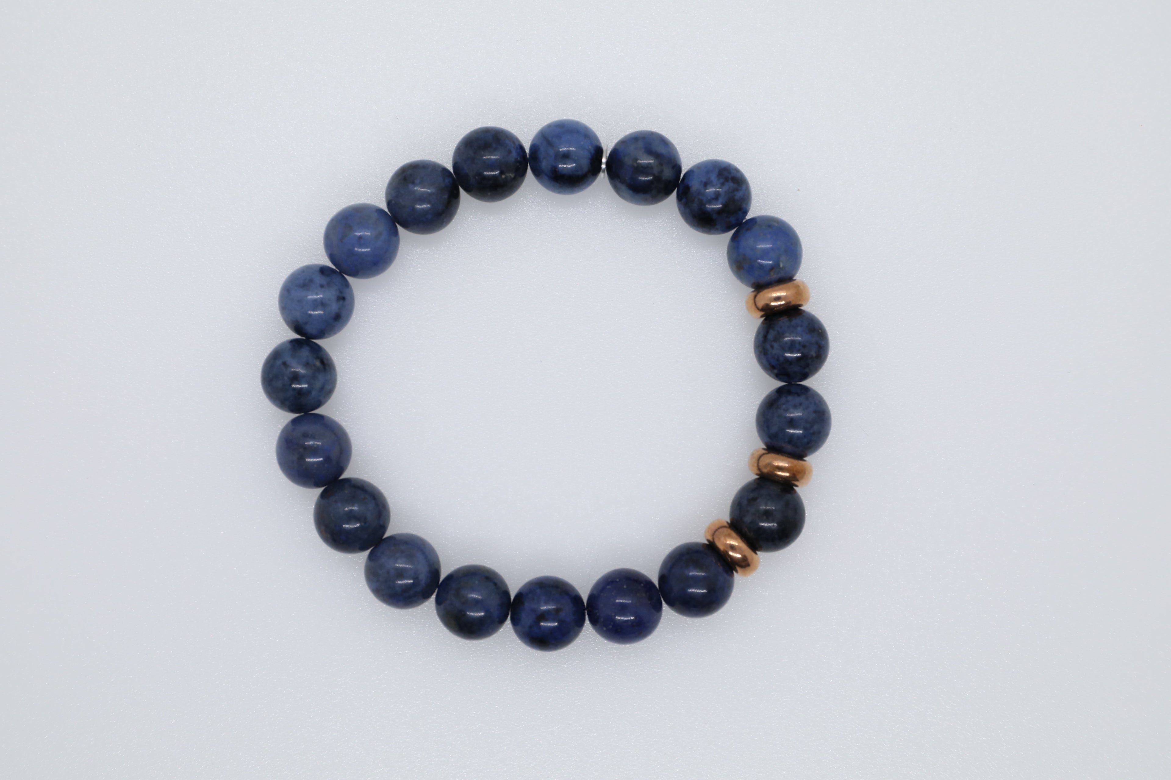 Dumortierit und rosé vergoldete Silberelemente