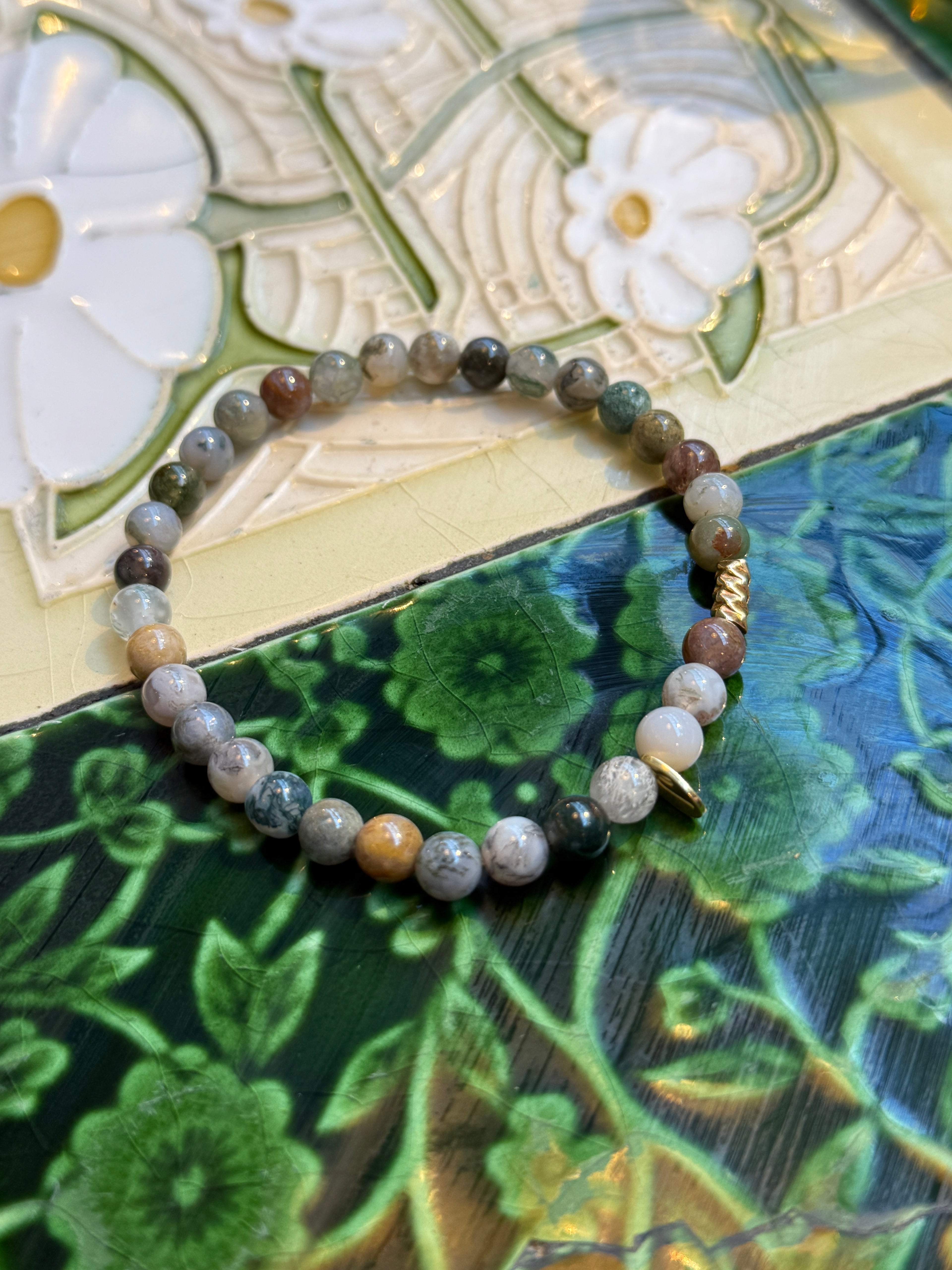 Indienachat mit Silberelement Gelbgold vergoldet