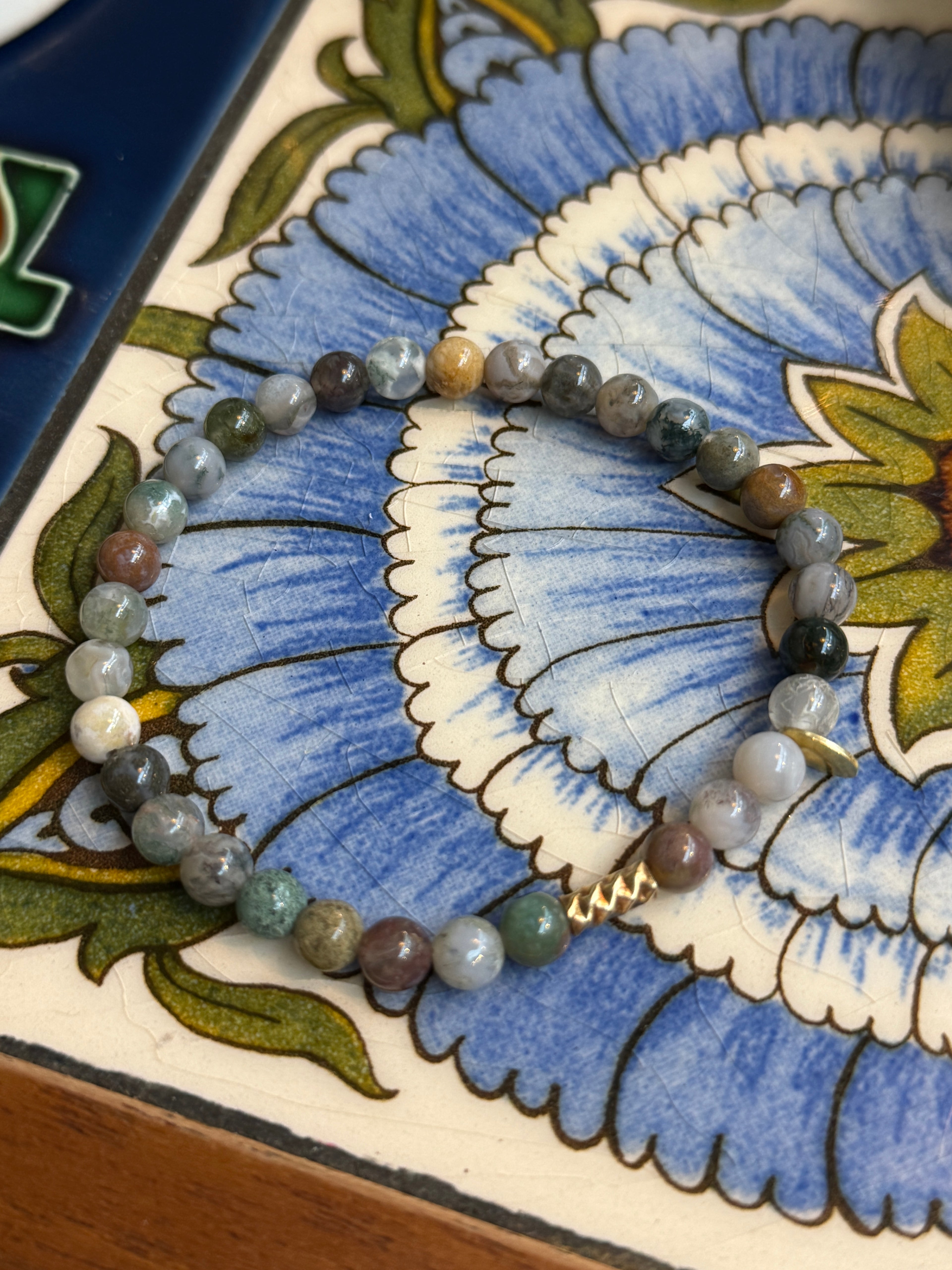 Indienachat mit Silberelement Gelbgold vergoldet