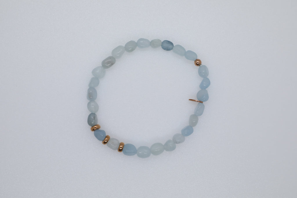 Aquamarin und Silberelemente rosé vergoldet