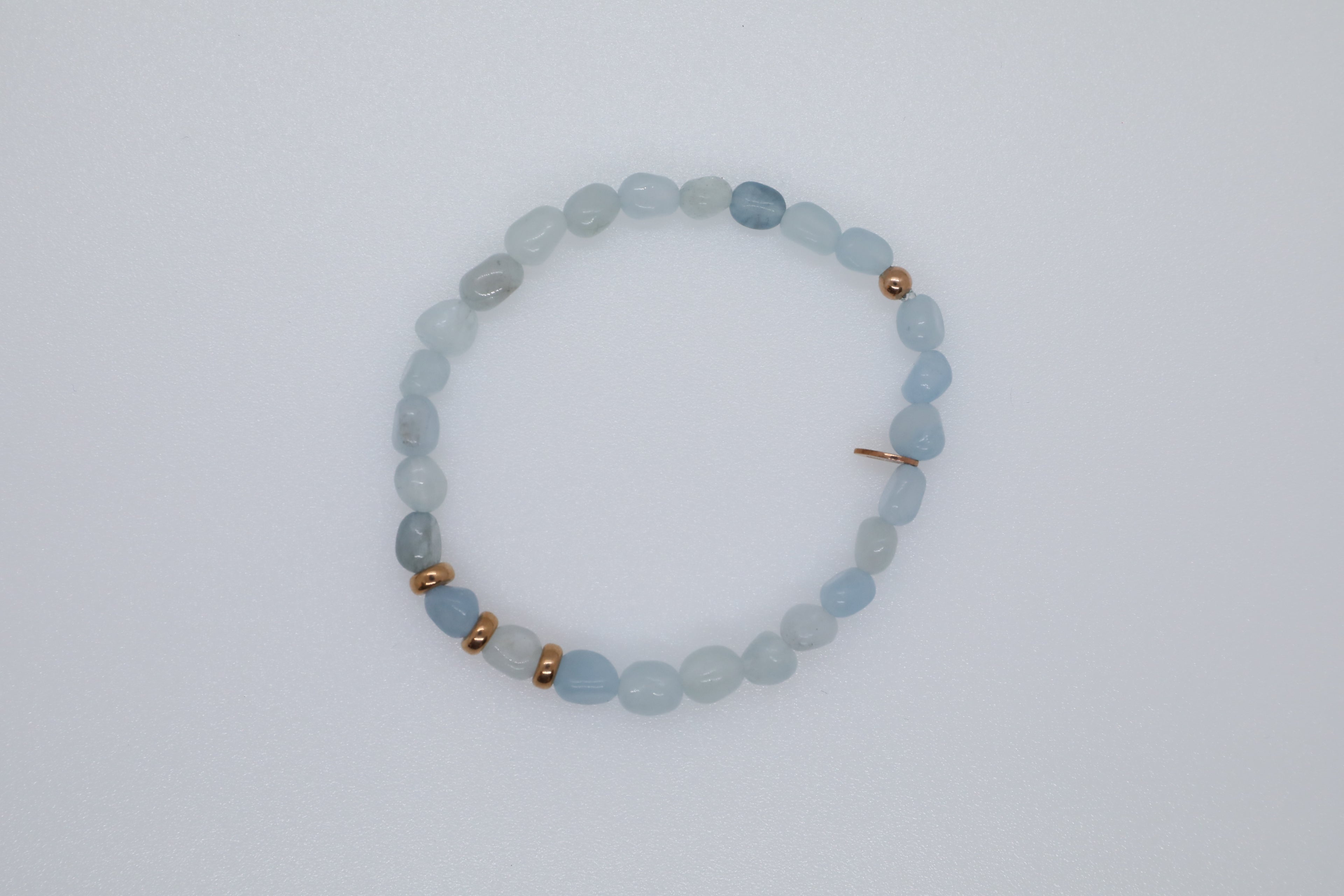 Aquamarin und Silberelemente rosé vergoldet