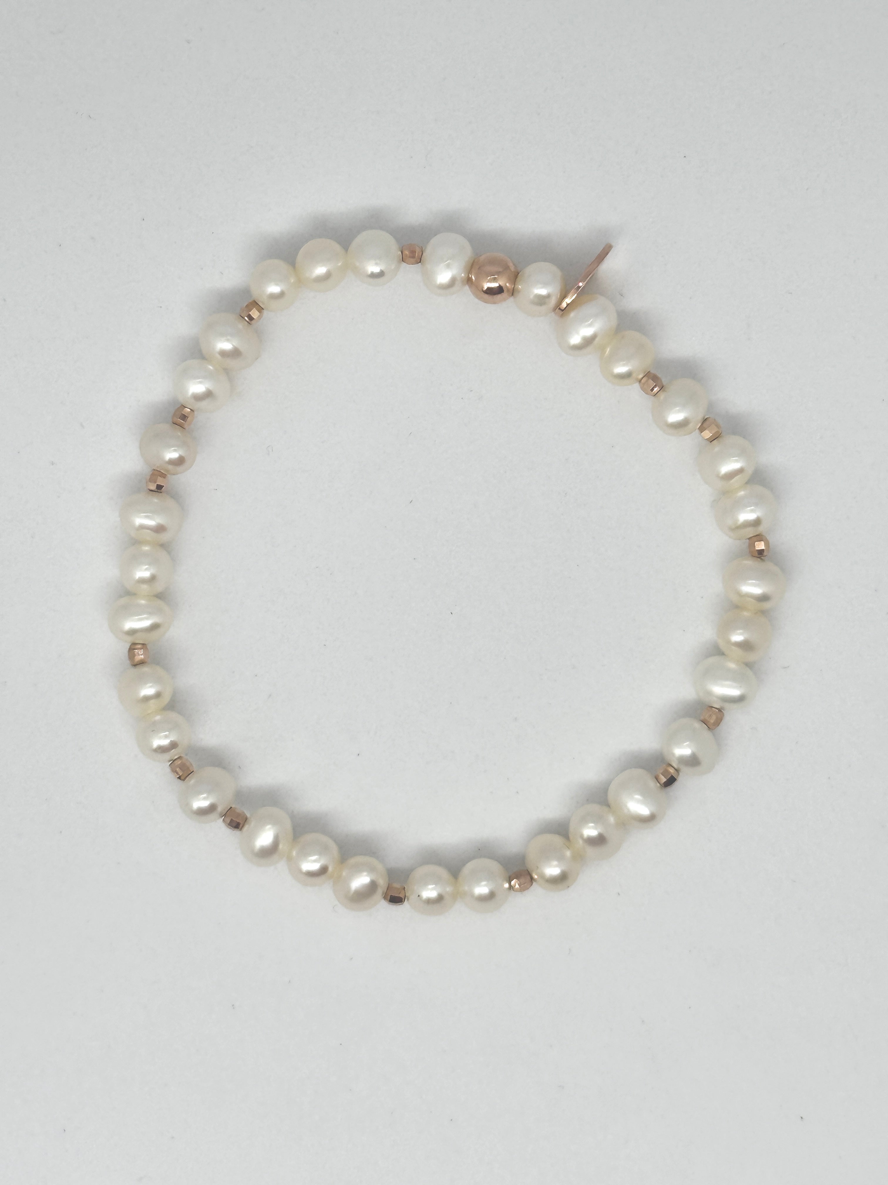 Süßwasserperlen mit kleinen Silberkugeln rosé vergoldet