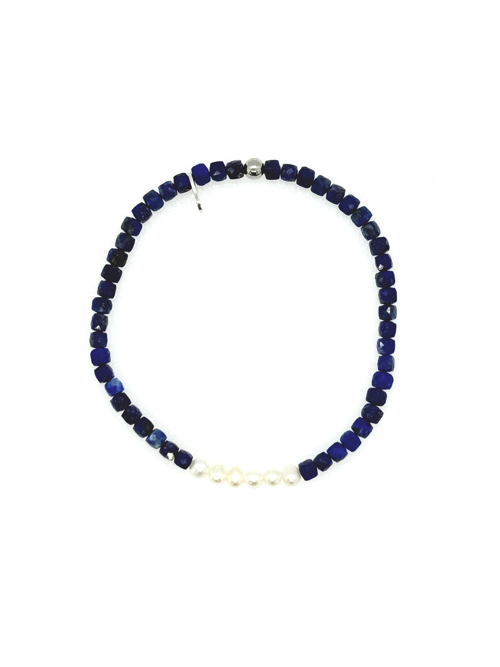 Lapislazuli mit weißen Süßwasserperlen