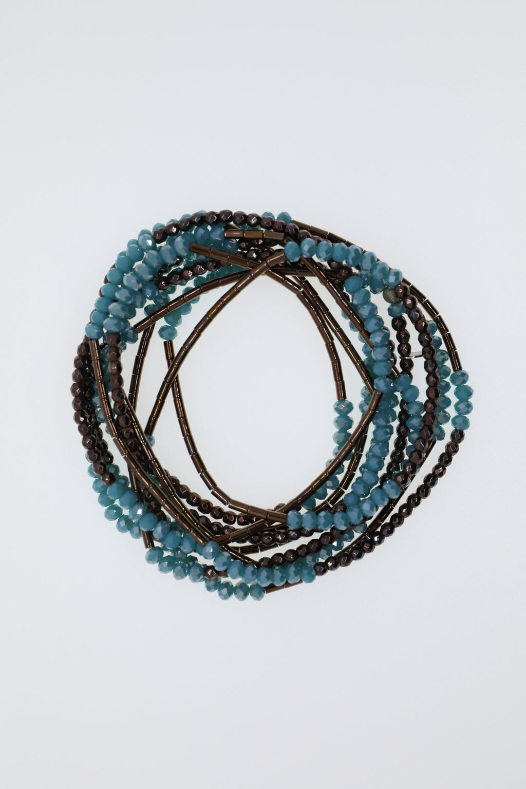 Armband oder Kette Türkisfarbene Glasperlen mit braunem Hämatit