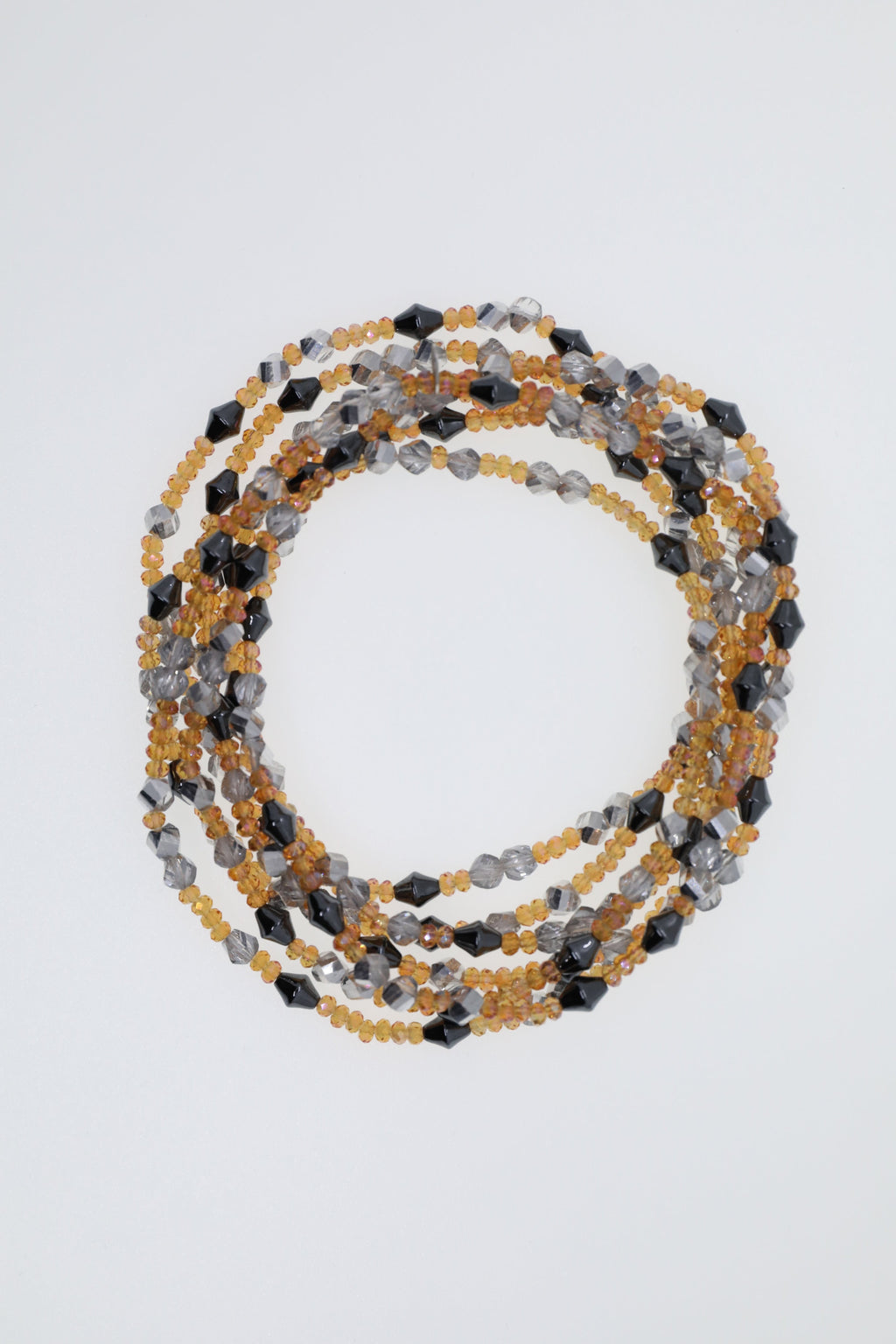 Armband oder Kette Orange- und silberfarbene Glasperlen mit Hämatit