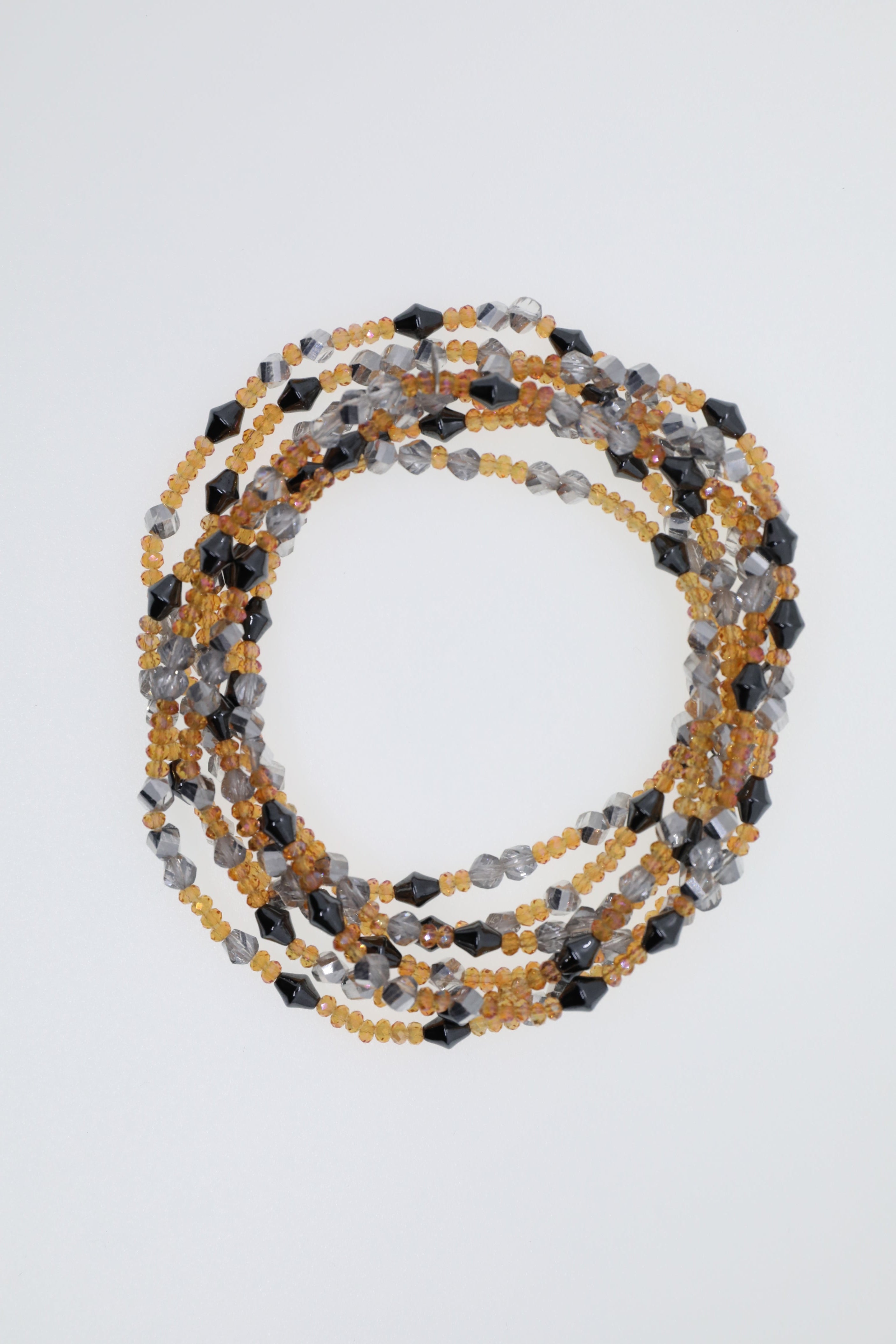 Armband oder Kette Orange- und silberfarbene Glasperlen mit Hämatit