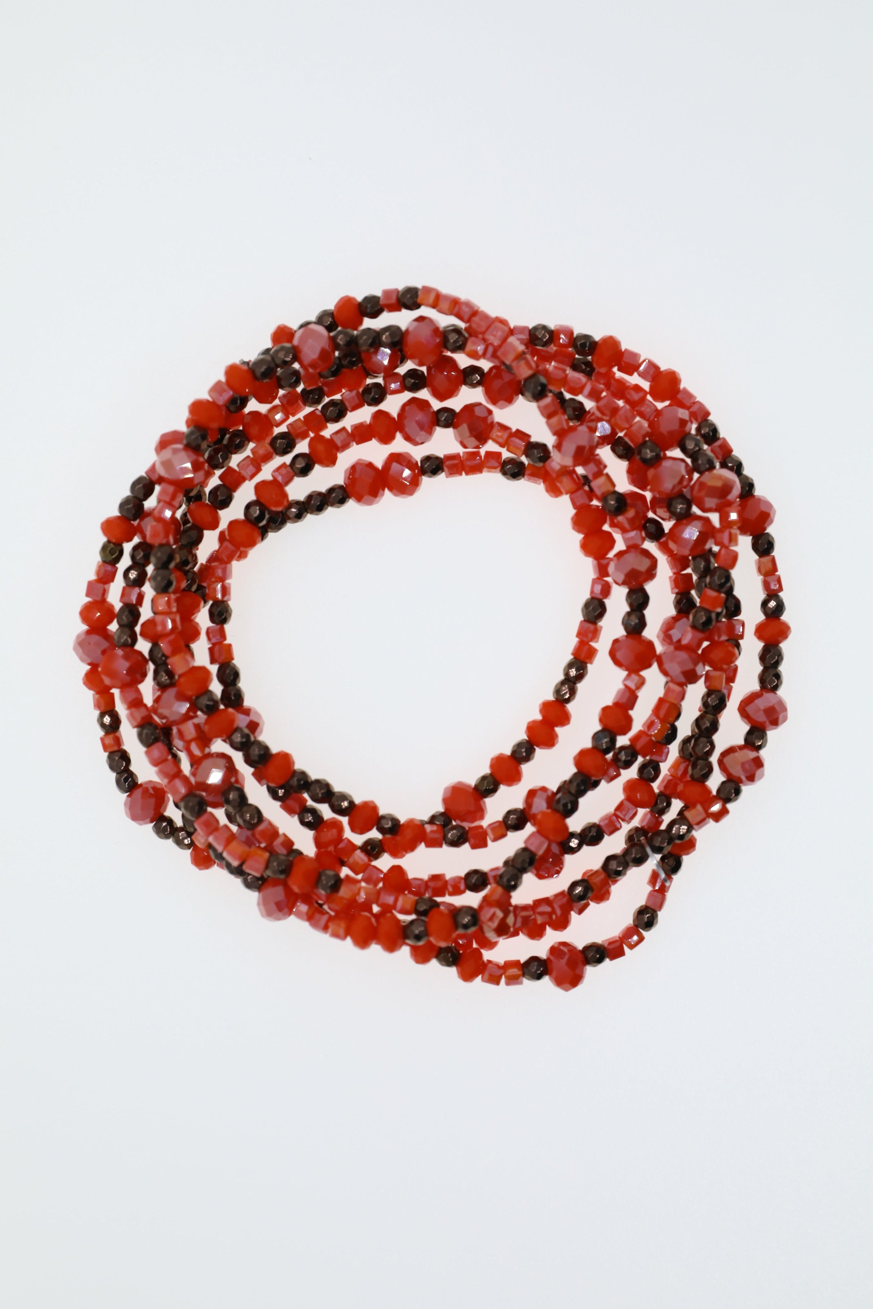 Armband oder Kette Orange Glasperlen und Hämatit in Braun