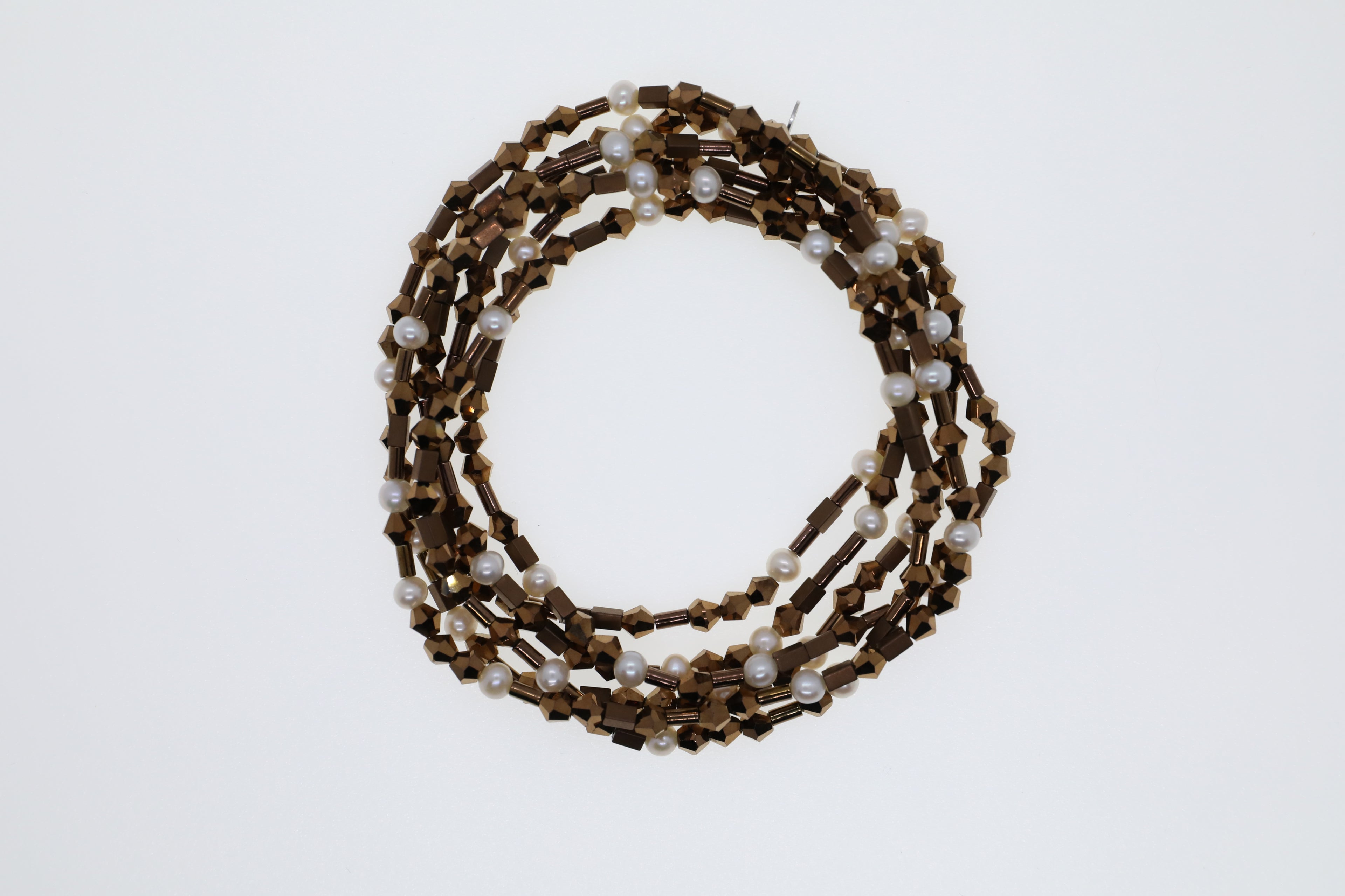 Bronzefarbene Glasperlen, Hämatit und Süßwasserperlen