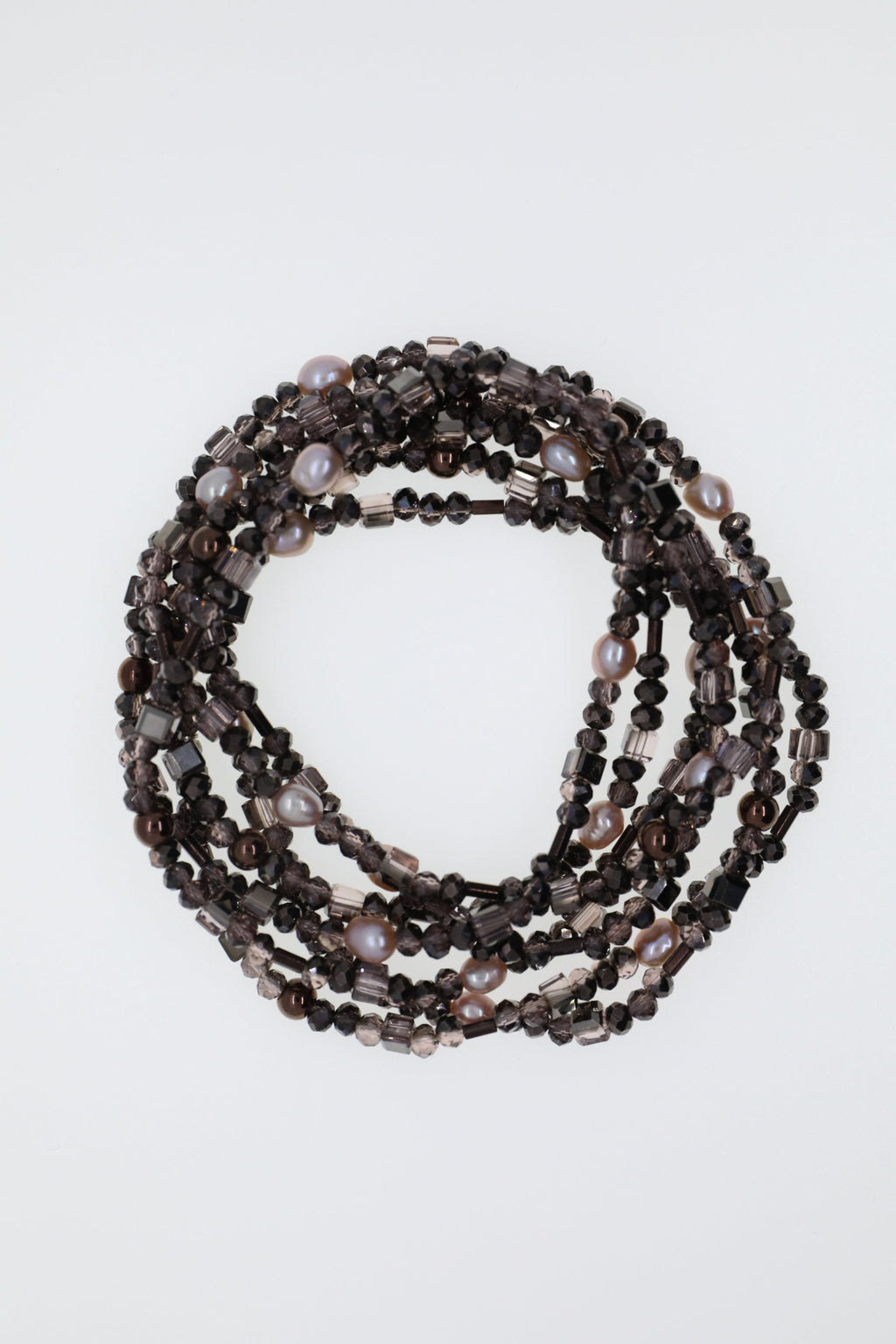 Armband oder Kette Dunkelbraune Glasperlen, Hämatit, Süßwasserperlen