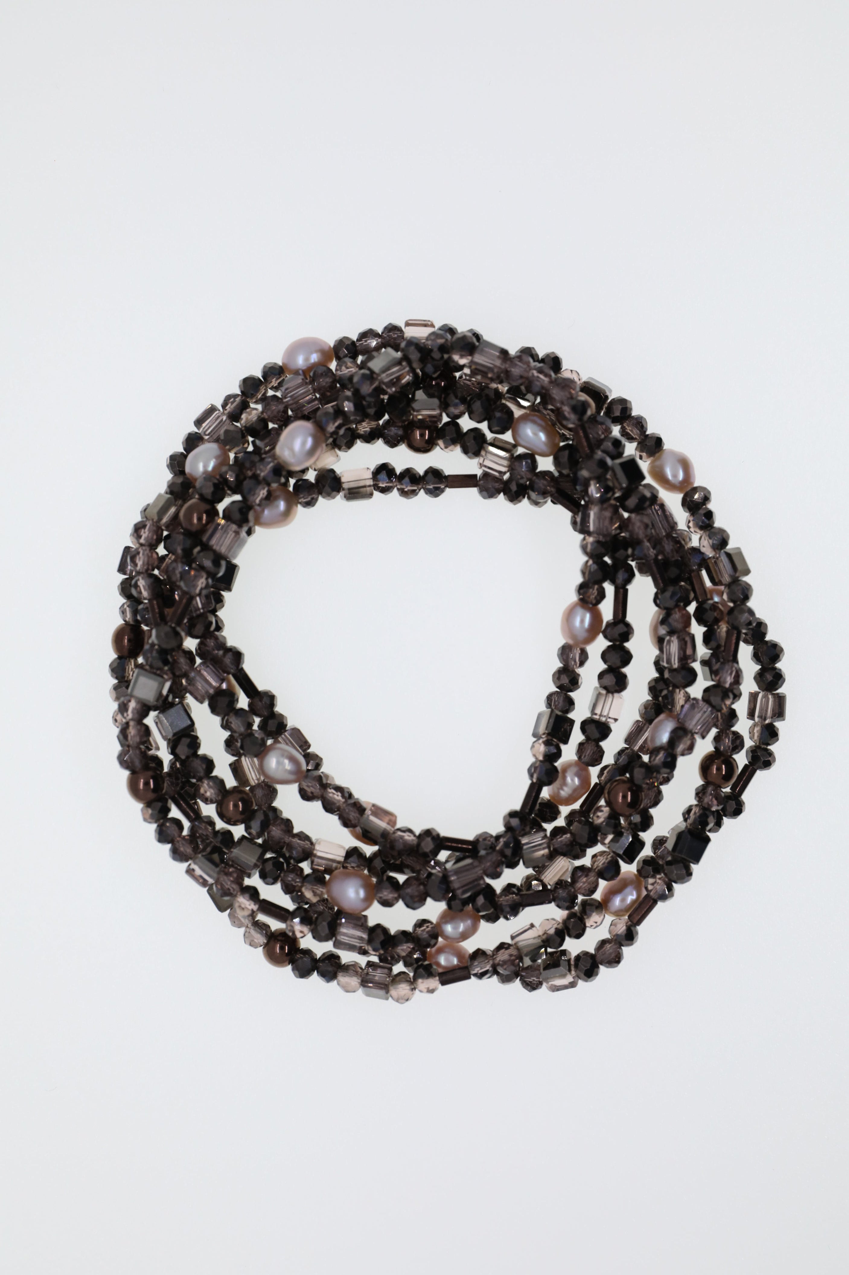 Dunkelbraune Glasperlen, Hämatit, Süßwasserperlen